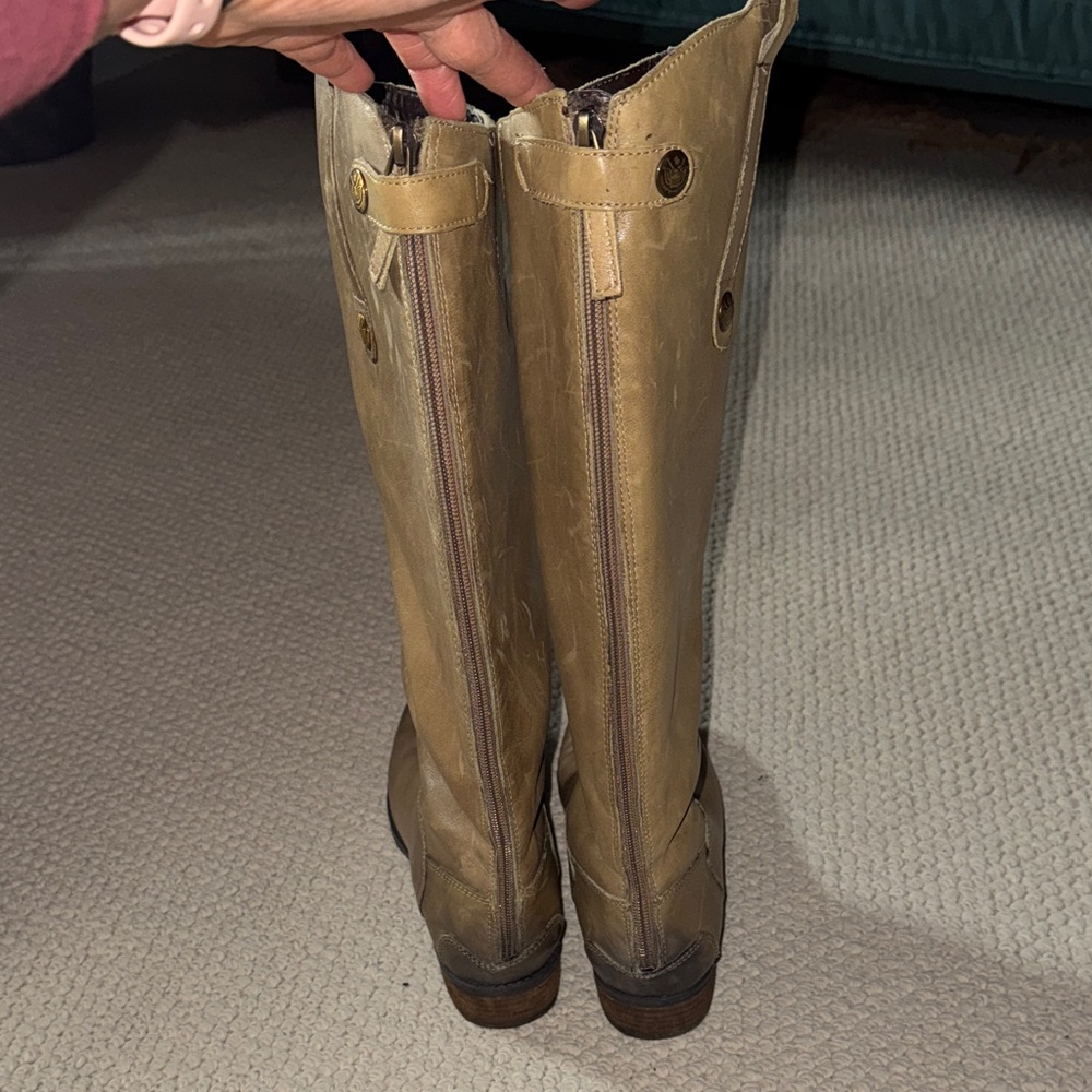 Sam Edelman —Classic Tall Leather Riding Boots in Olive Brown - Picture 2 of 11
